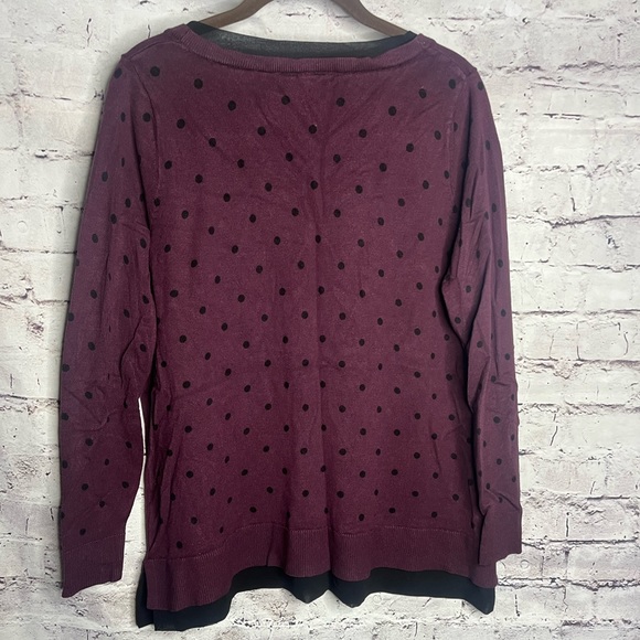 14/16 Lane Bryant purple and black polka dot long sleeve sweater - Picture 4 of 4